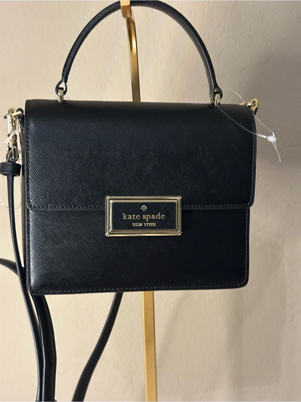 kate spade Black Saffiano Top-Handle Satchel with Gold Plate NWT